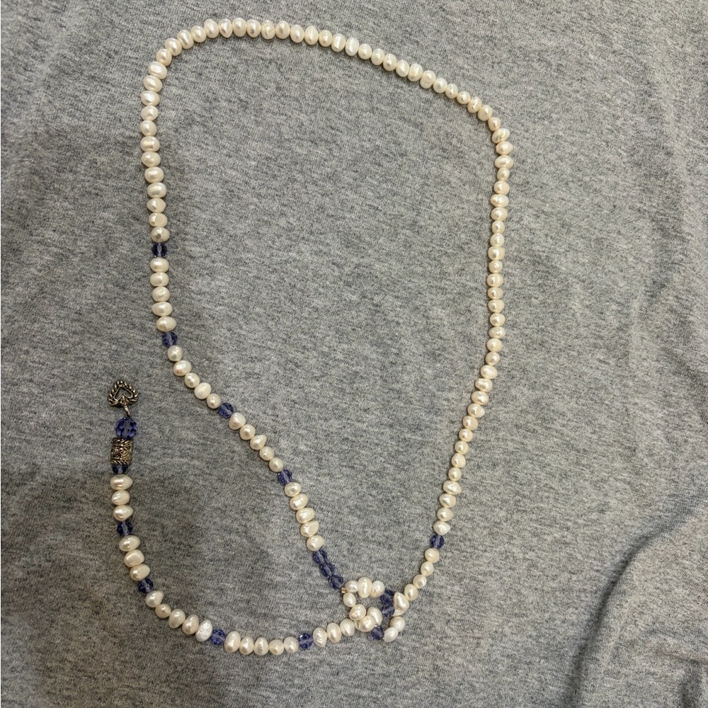 Pearl and Purple Bead Necklace